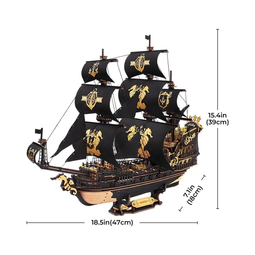 RoboTime - 3D mechanischer Bausatz Segelboot Seepferdchen