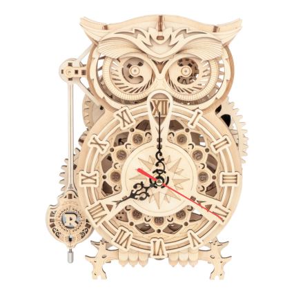 RoboTime - Puzzle 3D mécanique en bois Horloge hibou
