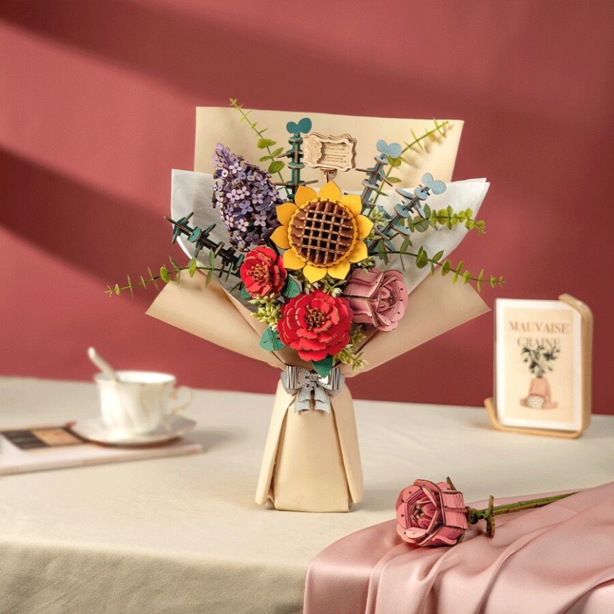 RoboTime - Puzzle in legno 3D Bouquet