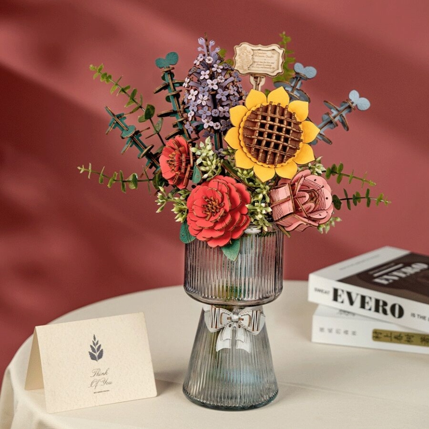 RoboTime - Puzzle in legno 3D Bouquet