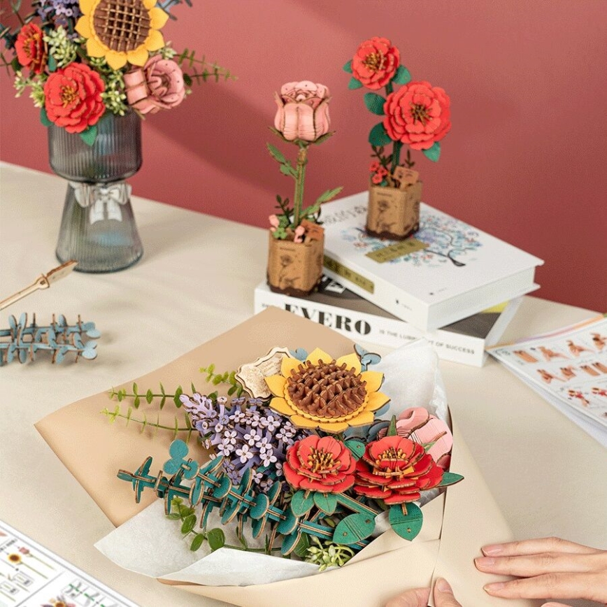 RoboTime - Puzzle in legno 3D Bouquet