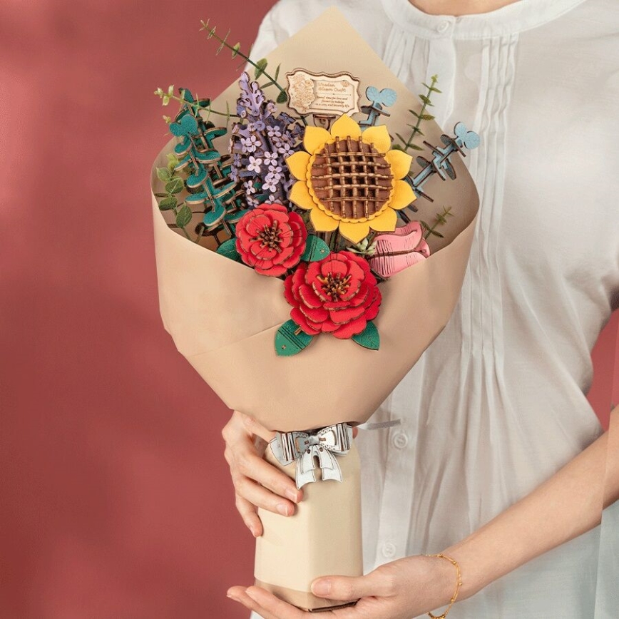 RoboTime - Puzzle in legno 3D Bouquet