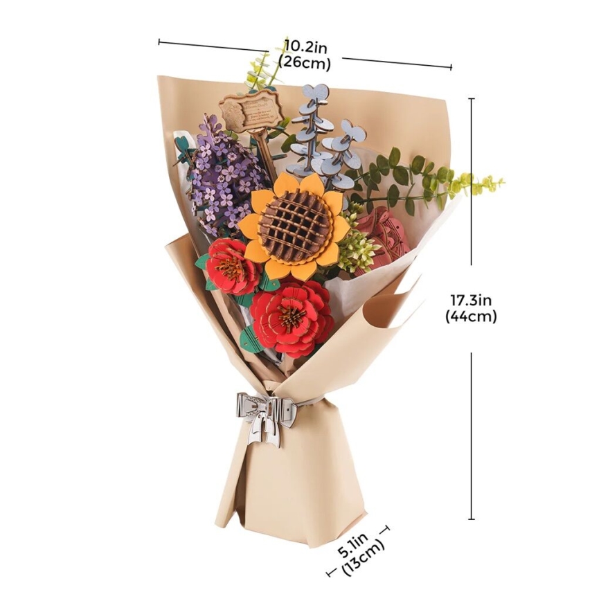 RoboTime - Puzzle in legno 3D Bouquet