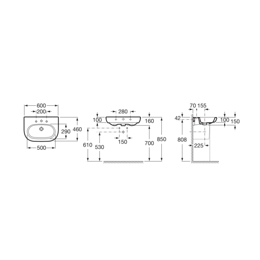 Roca A327242000 - Lavabo sospeso MERIDIAN 60x46 cm ceramica/bianco