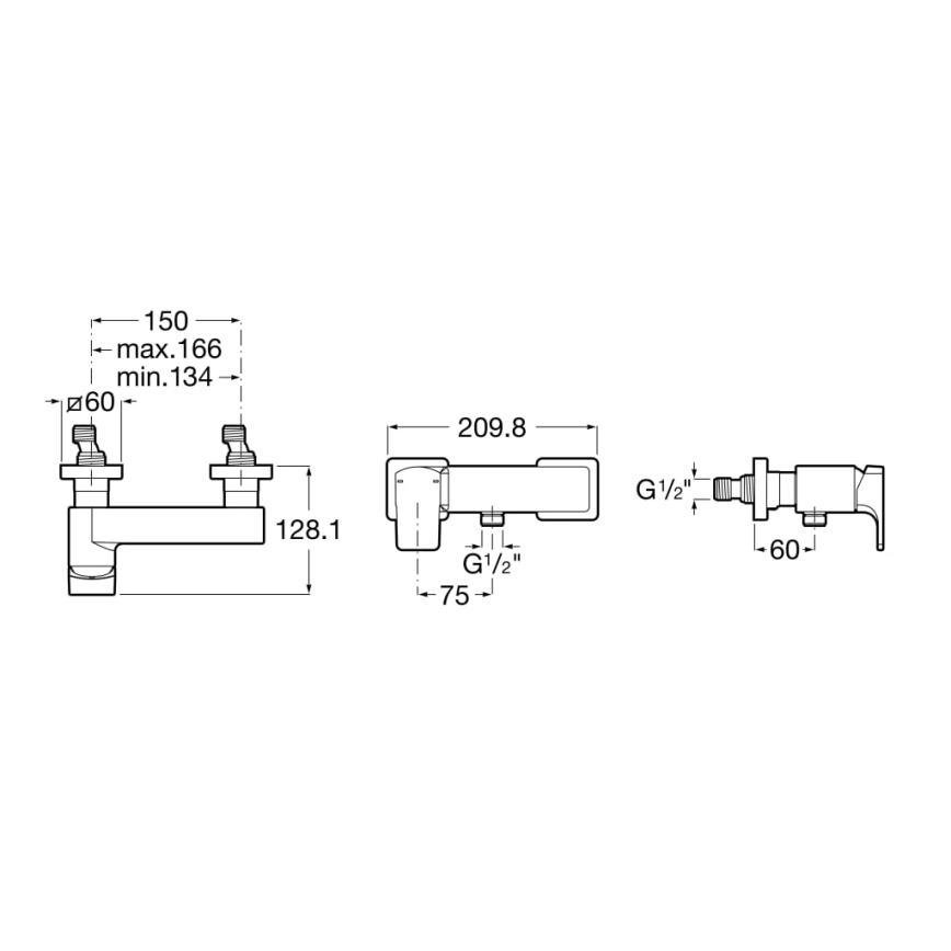 Roca A5A2D01C00 - Duscharmatur L90, glänzender Chrom