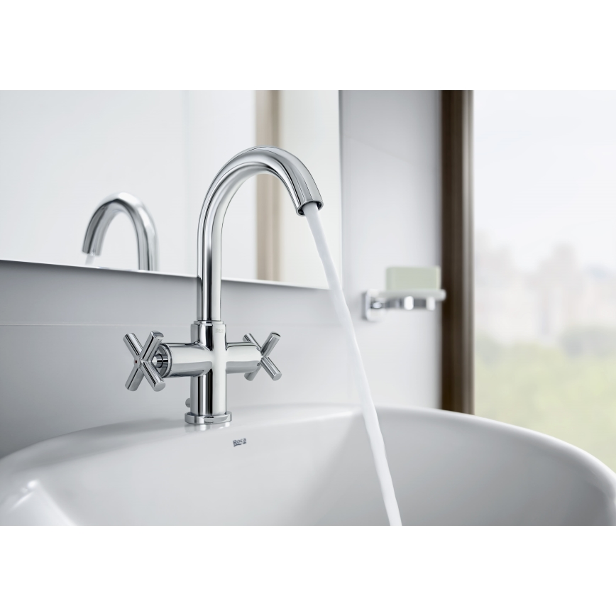 Roca A5A3043C00 - Rubinetto del lavandino + con scarico LOFT 27 cm cromo lucido