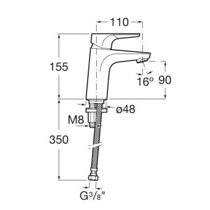 Roca A5A3290C00 - Mitigeur lavabo ATLAS 15,5 cm Cold Start/chrome brillant