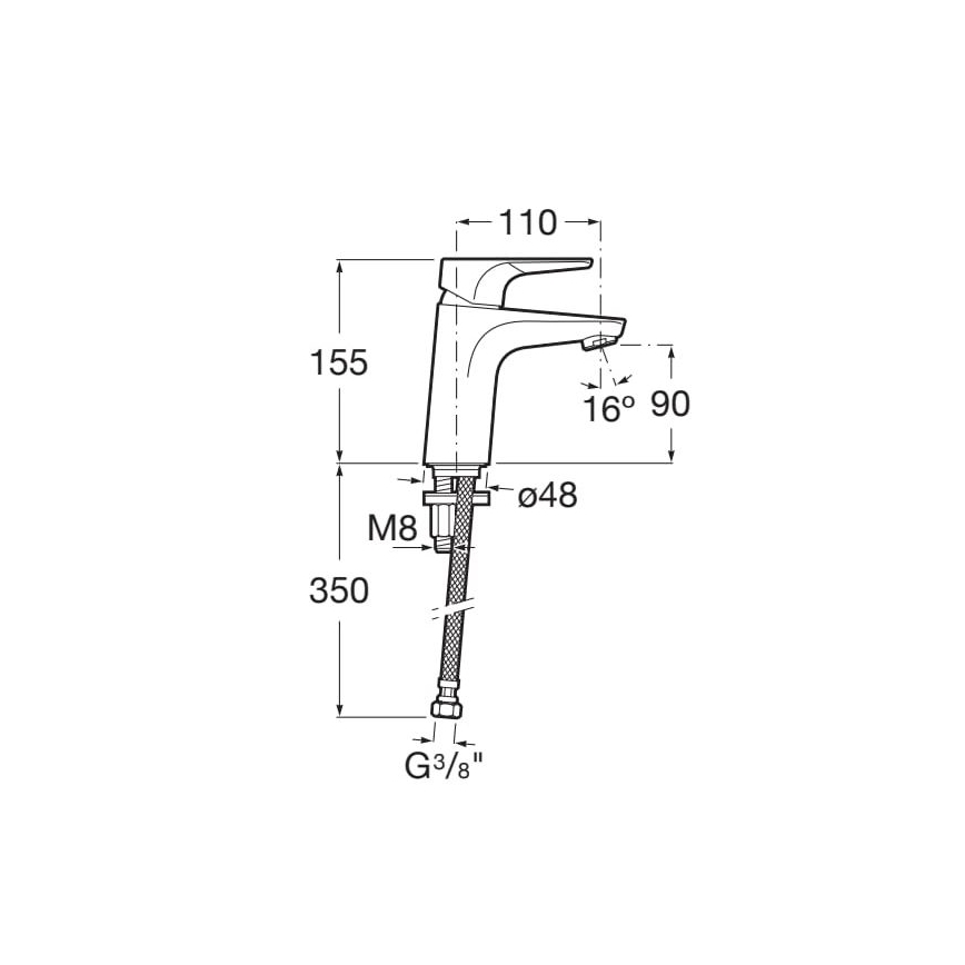 Roca A5A3290C00 - Rubinetto per lavabo ATLAS 15,5 cm Cold Start/cromo lucido