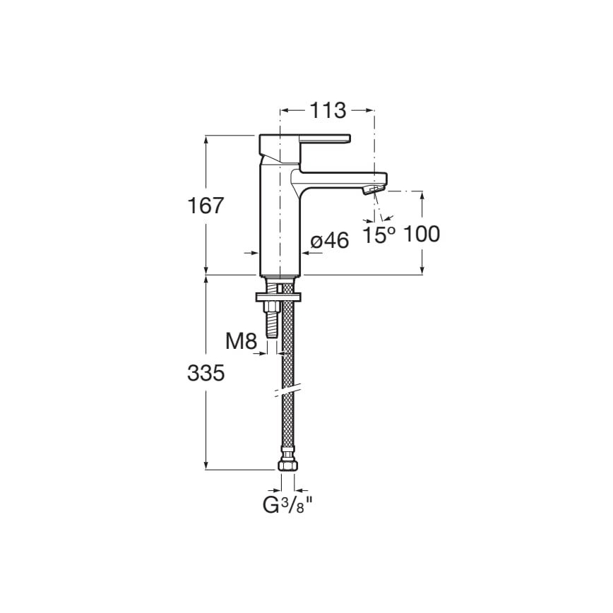Roca A5A3A96CN0 - Mitigeur lavabo NAIA 16,7 cm Cold Start/noir titane