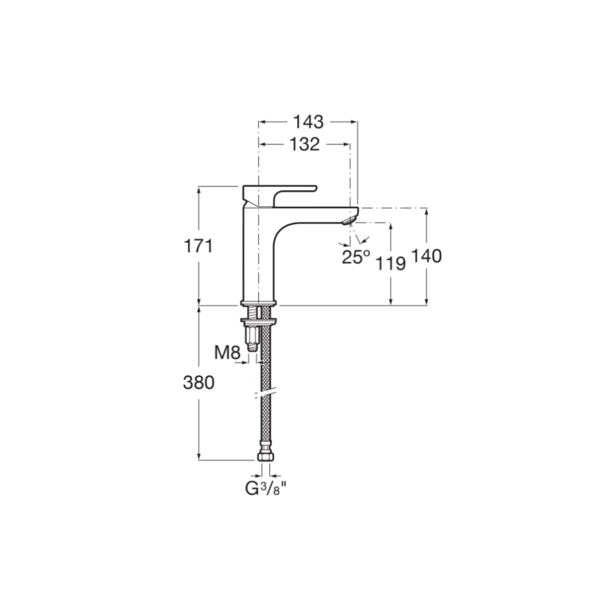 Roca A5A3B09C00 - Miscelatore per lavabo L20 17,1 cm, cromo lucido