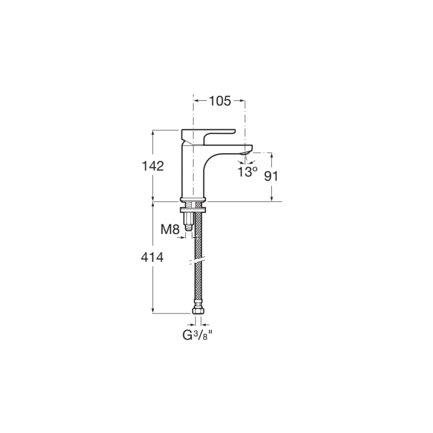 Roca A5A3K09C00 - Mitigeur pour lavabo L20, 14,2 cm, finition chrome brillant