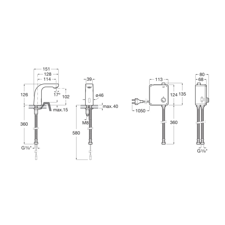 Roca A5A5309C00 - Miscelatore elettronico per lavabo L20 a sensore 4xAA cromo lucido