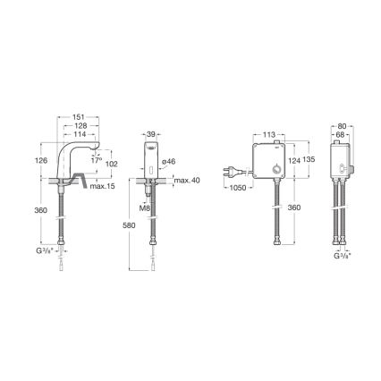 Roca A5A5709C00 - Rubinetto elettronico per lavabo senza contatto L20 230V, cromo lucido