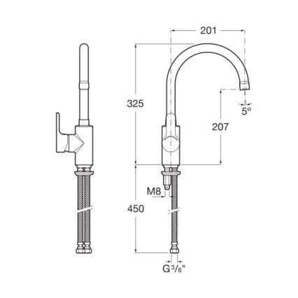 Roca A5A8409C00 - Robinet de cuisine L20 32,5 cm chrome brillant