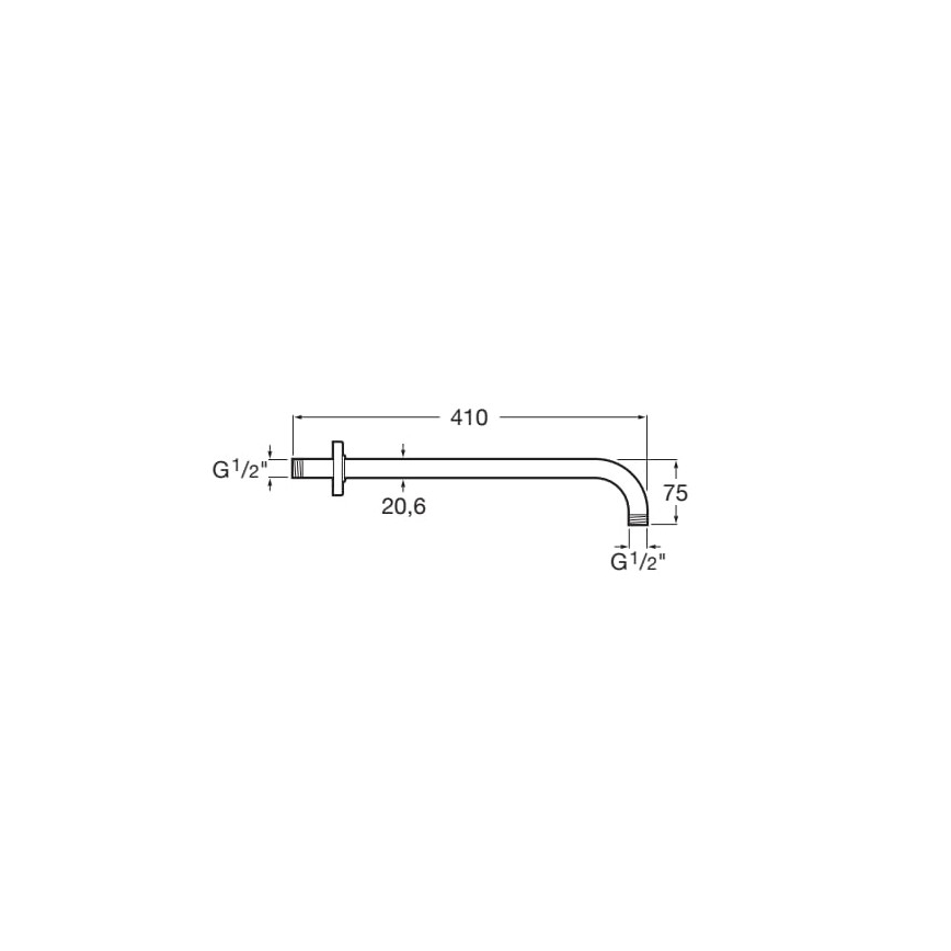 Roca A5B0250C00 - Bras de douche RAINDREAM 40 cm chrome poli