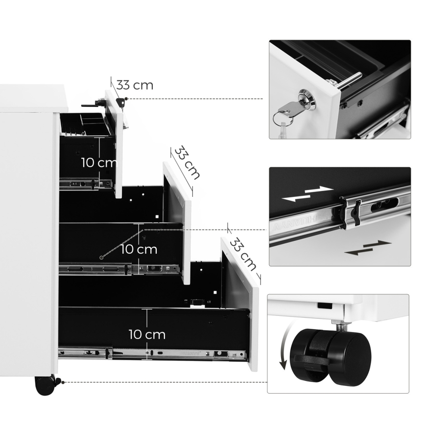 Rollcontainer SECURIO, weiß