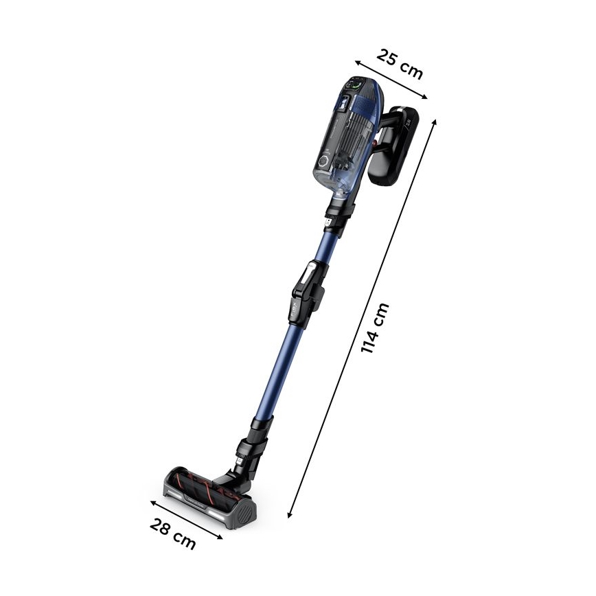 Rowenta - Aspirapolvere a bastone con uno spazzolone X-FORCE FLEX ANIMAL AQUA AUTO 3in1 480W/32,4V 2500 mAh blu