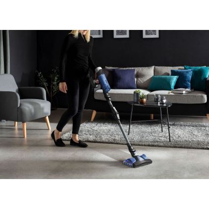 Rowenta - Aspirapolvere a bastone con uno spazzolone X-FORCE FLEX ANIMAL AQUA AUTO 4in1 250W/25,2V 2500 mAh nero/blu