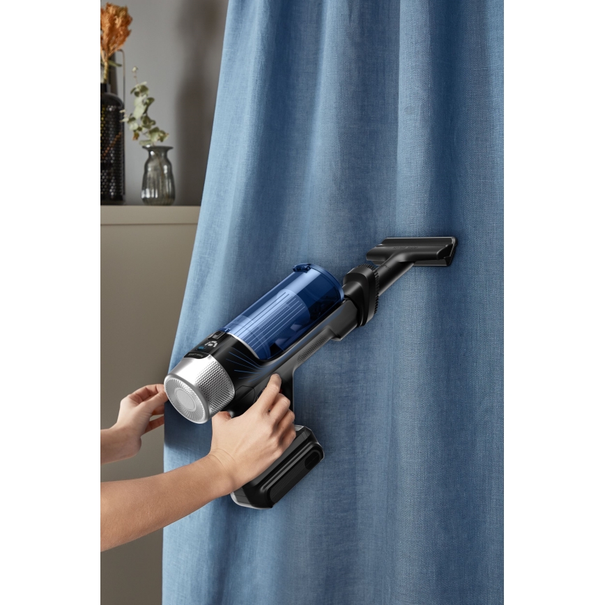 Rowenta - Aspirateur balai avec une serpillère X-FORCE FLEX ANIMAL AQUA AUTO 4en1 250W/25,2V 2500 mAh noir/bleu