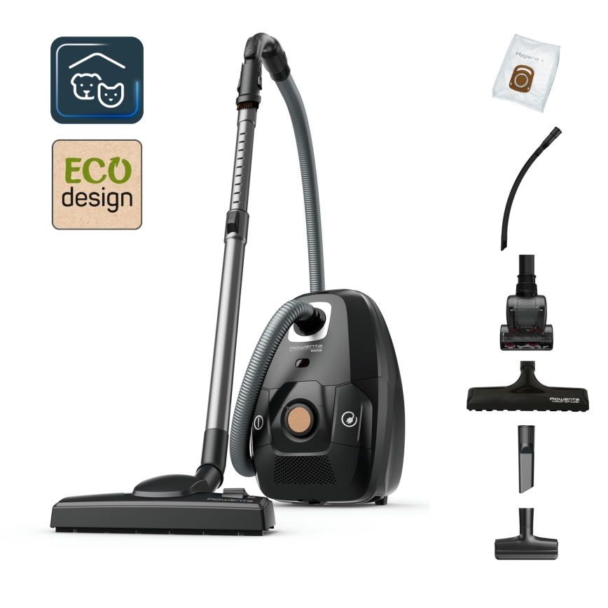 Rowenta - Beutel-Staubsauger GRÜN FORCE EFFITECH ECO TOTAL CLEAN 400W/230V schwarz