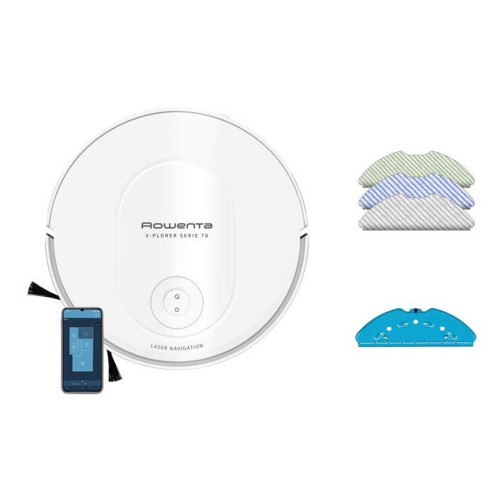 Rowenta - Robot aspirapolvere intelligente con funzione mop X-PLORER S70+ Animal Wi-Fi bianco