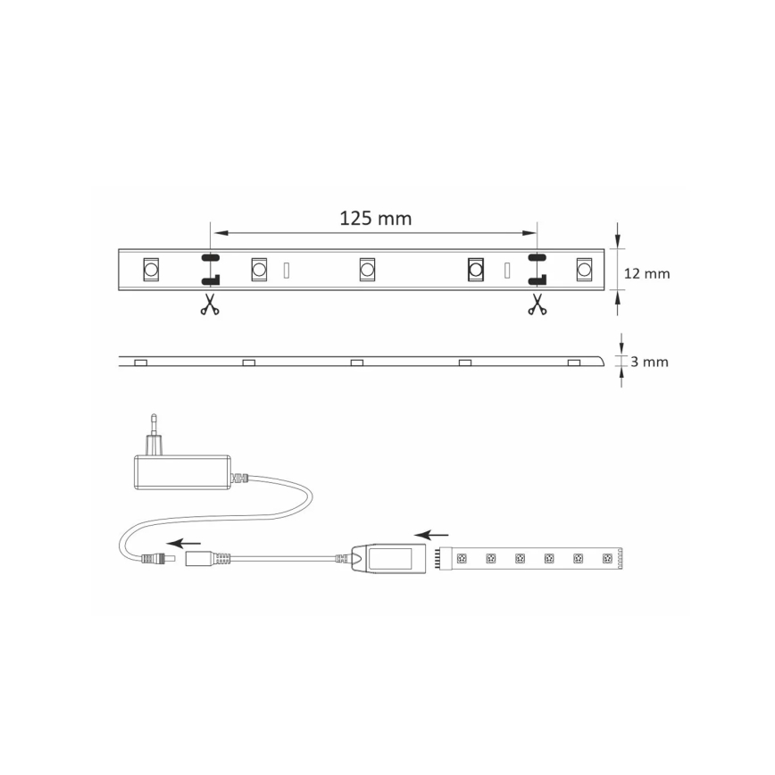Ruban à intensité variable LED RGB d'extérieur Wi-fi LED/8W IP65 2 m Tuya