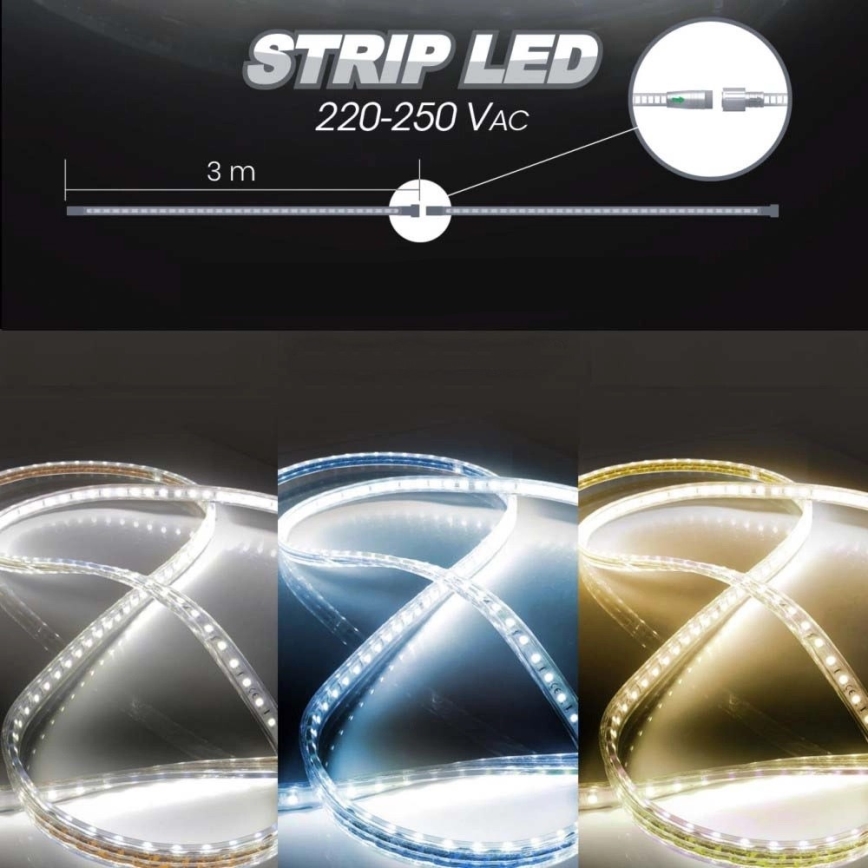 Ruban EASY CONNECT LED/14,4W/230V 3m IP67 blanc froid
