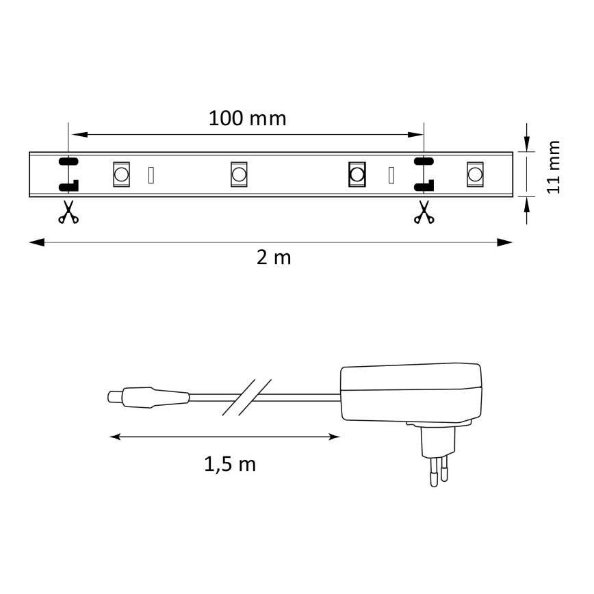 Ruban LED à intensité variable RVB MAGIC 2 m LED/12W/230V + télécommande