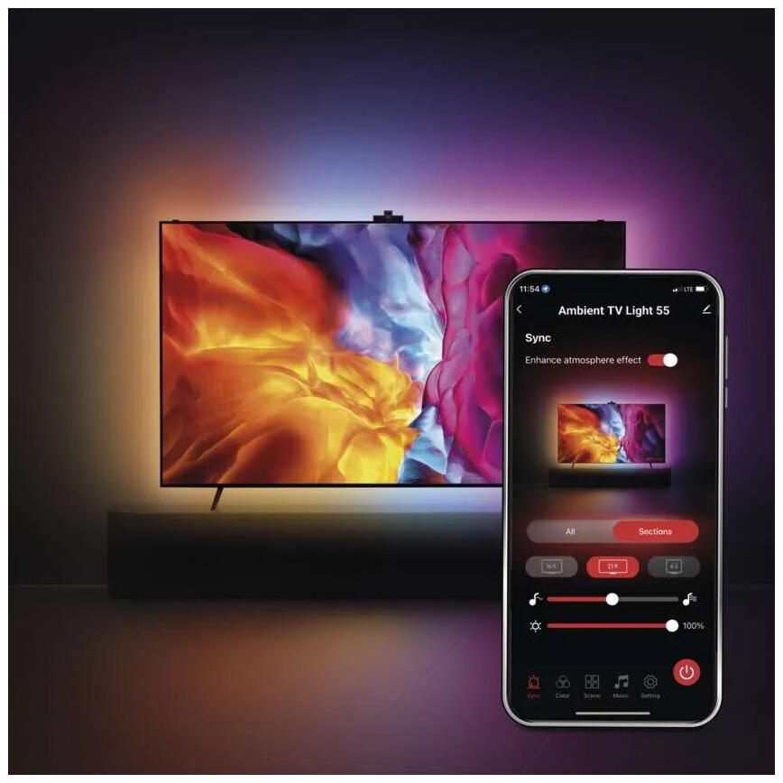 Ruban RGBIC à intensité variable pour TV GoSmart LED/24W/230V 55"