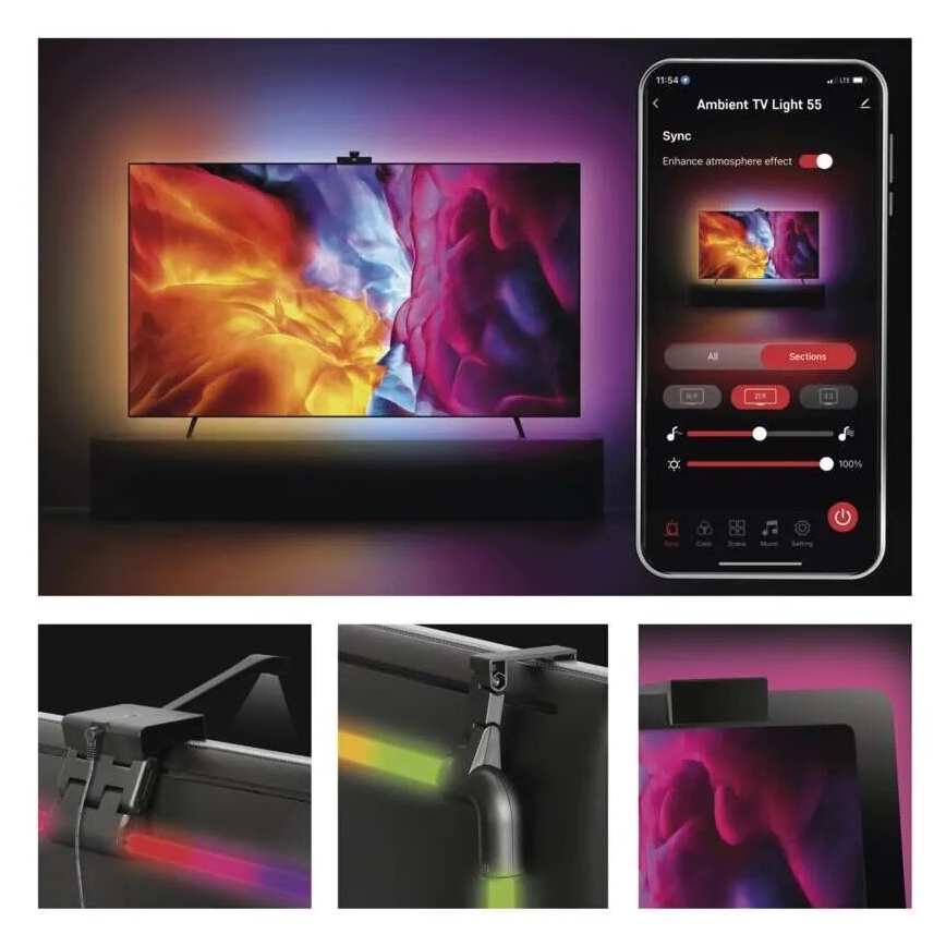 Ruban RGBIC à intensité variable pour TV GoSmart LED/24W/230V 55"