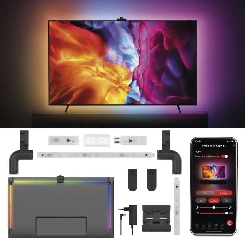 Ruban RGBIC pour TV GoSmart LED/24W/230V 65“