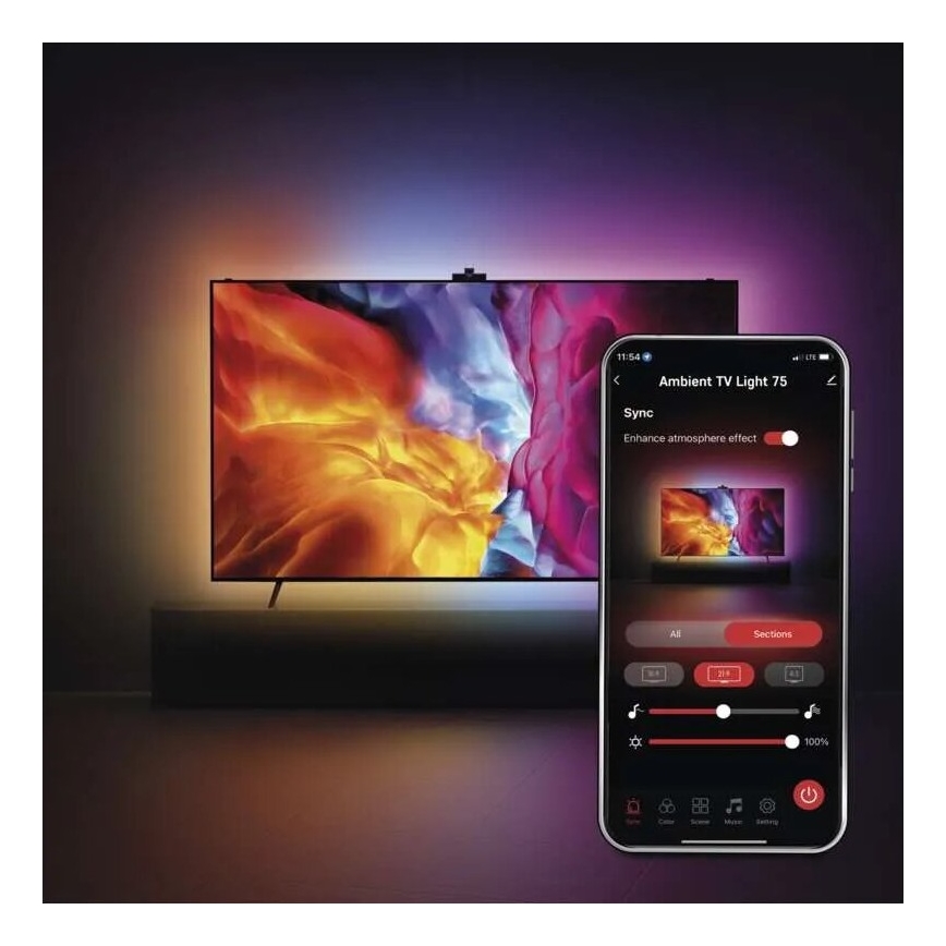 Ruban RGBIC pour TV GoSmart LED/24W/230V 75“