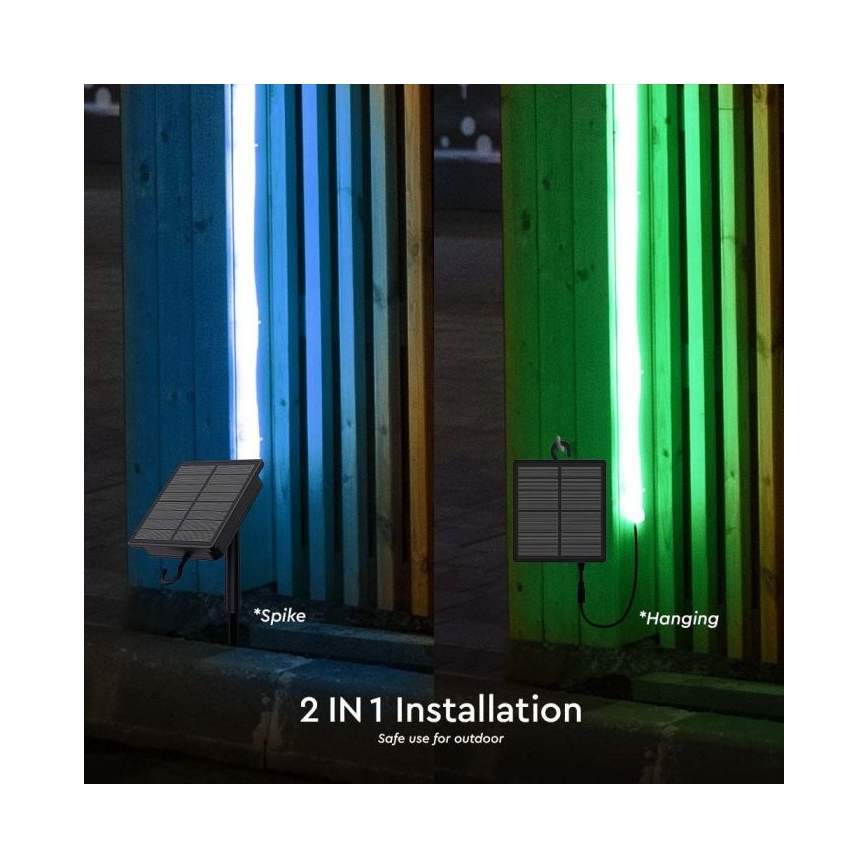 Ruban solaire RGB à intensité variable LED/1,2W/3,7V IP67 5m + télécommande