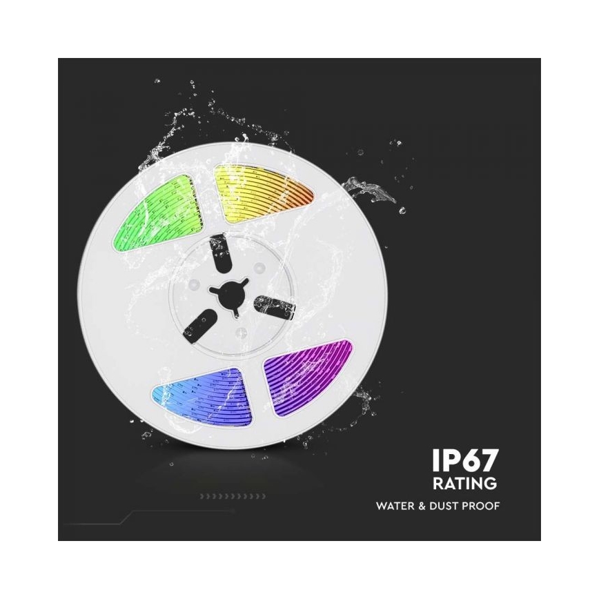 Ruban solaire RGB à intensité variable LED/1,2W/3,7V IP67 5m + télécommande