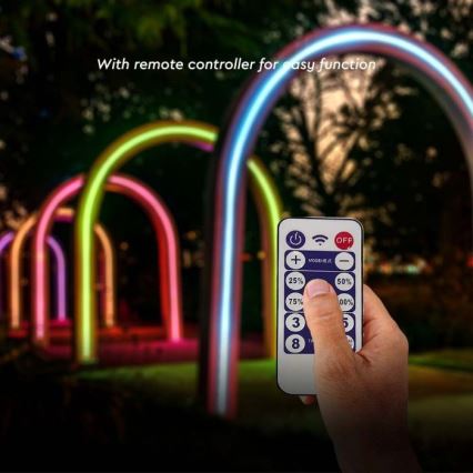 Ruban solaire RGB à intensité variable LED/1,2W/3,7V IP67 5m + télécommande