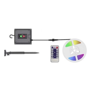 Ruban solaire RGB à intensité variable LED/1,2W/3,7V IP67 5m + télécommande