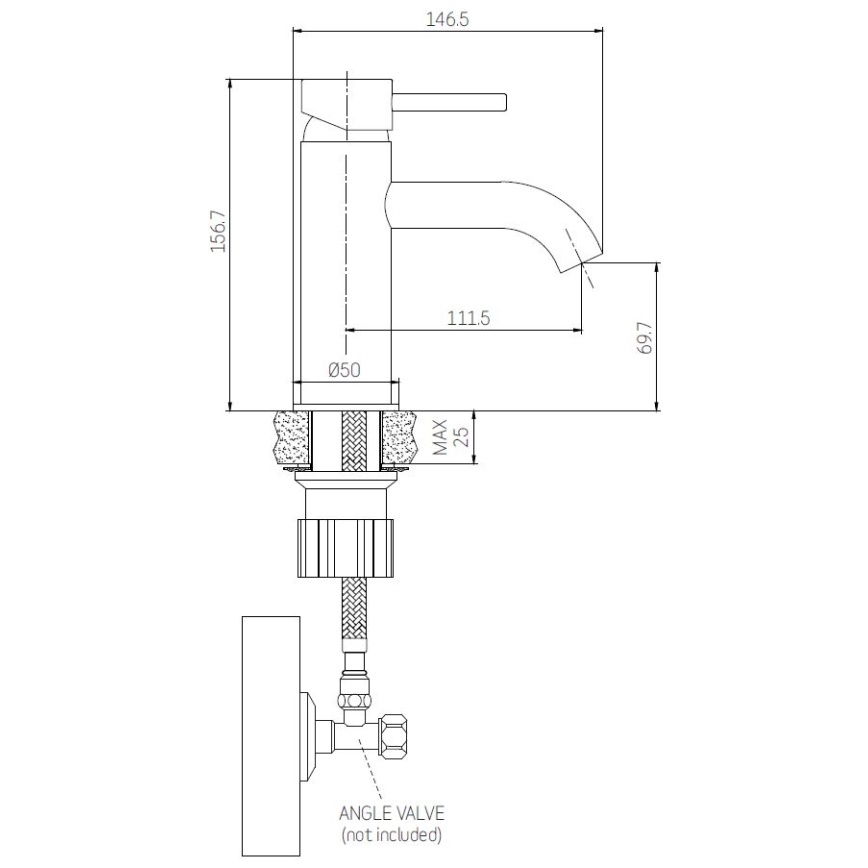 Rubinetto per lavabo ANHOLT 15,6 cm ottone lucido