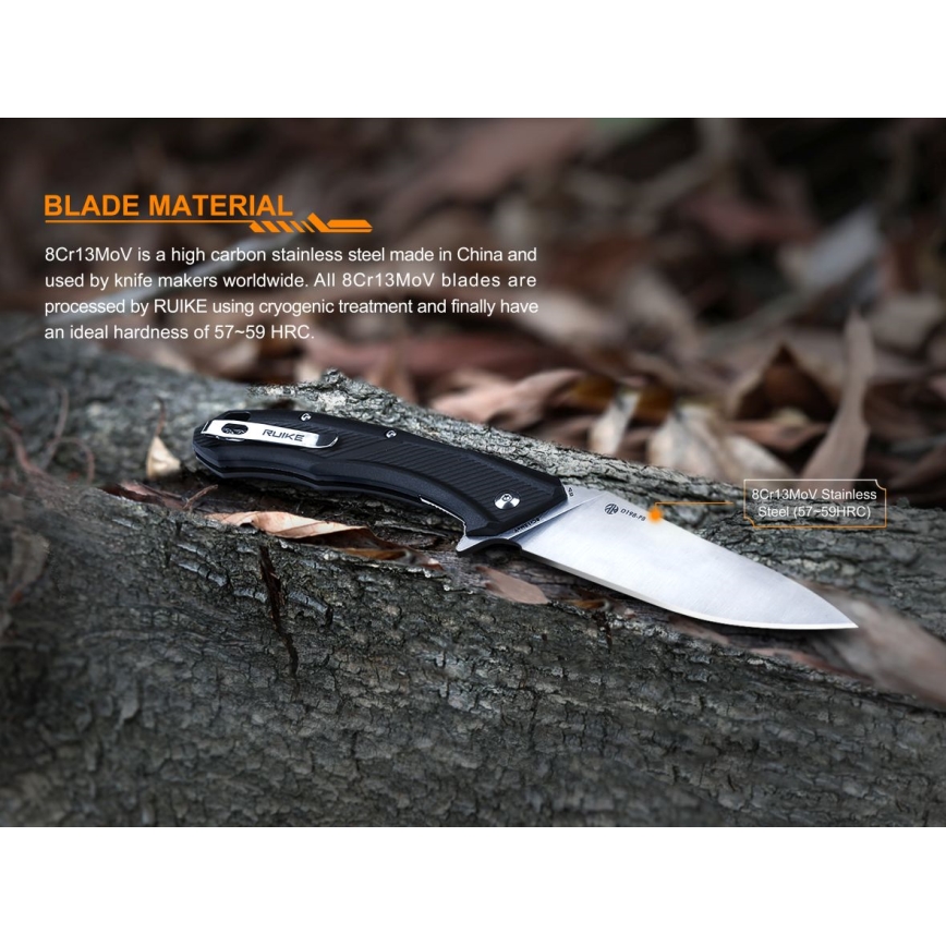 Ruike RUD198PB - Coltello tascabile pieghevole 23,1 cm nero