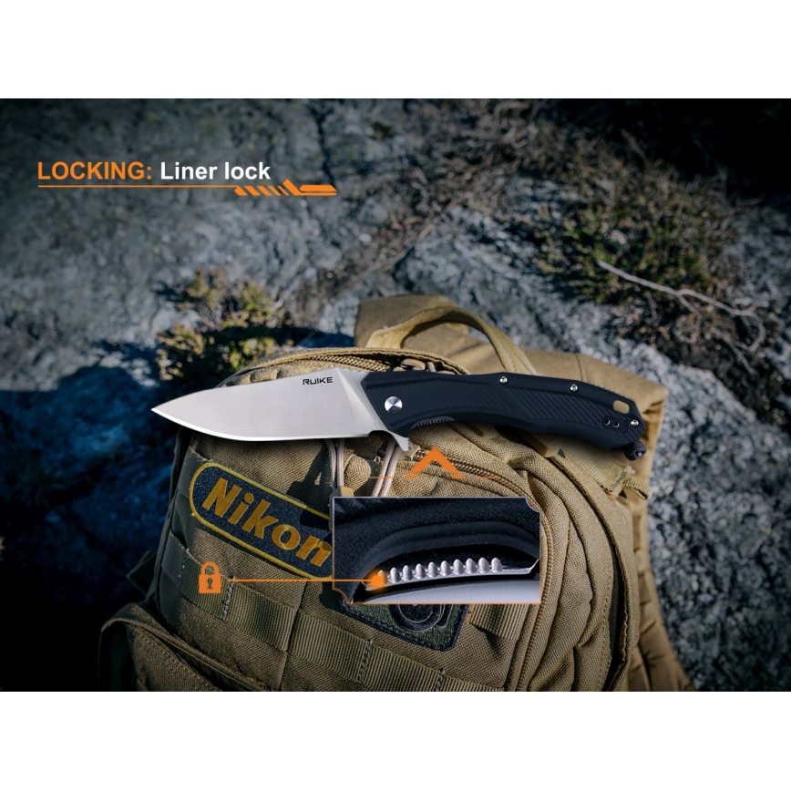 Ruike RUD198PB - Coltello tascabile pieghevole 23,1 cm nero