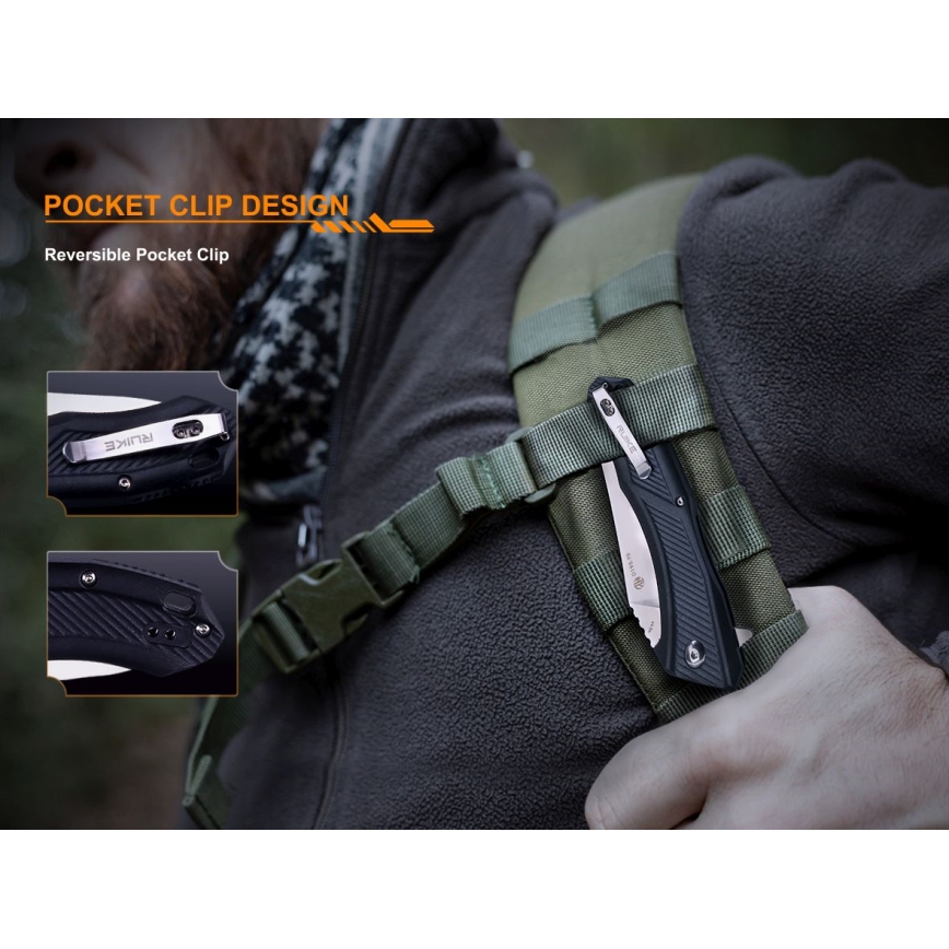 Ruike RUD198PB - Coltello tascabile pieghevole 23,1 cm nero