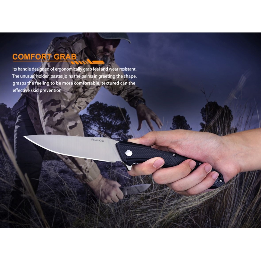 Ruike RUD198PB - Coltello tascabile pieghevole 23,1 cm nero