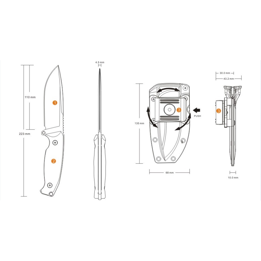 Ruike RUJF118B - Coltello JAGER 22,3 cm nero
