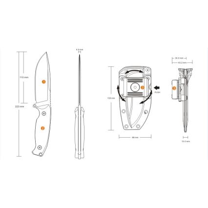 Ruike RUJF118G - Couteau JAGER 22,3 cm vert