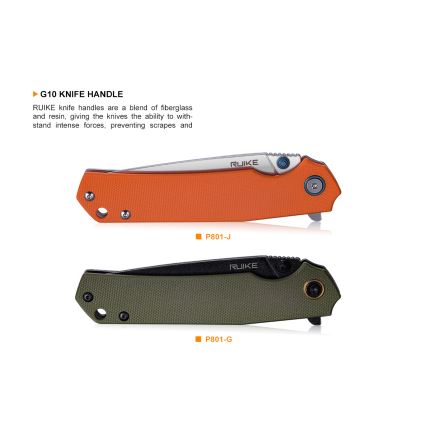 Ruike RUP801J - Couteau de poche pliable 20 cm orange