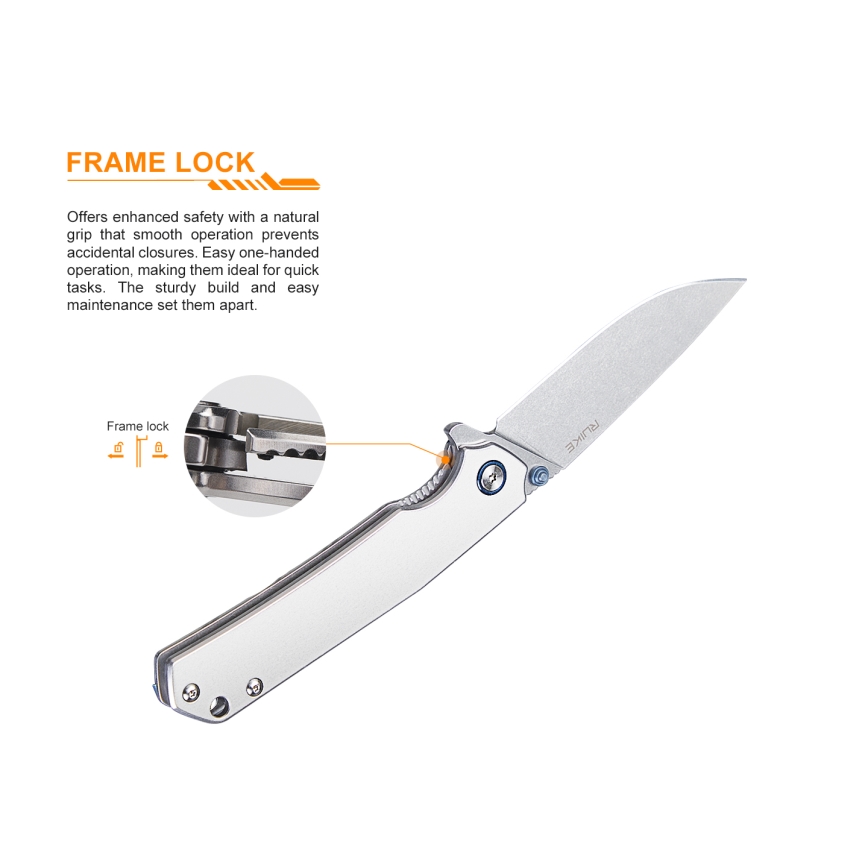 Ruike RUP801SF - Coltello tascabile pieghevole 20 cm argento