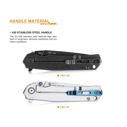 Ruike RUP801SF - Coltello tascabile pieghevole 20 cm argento