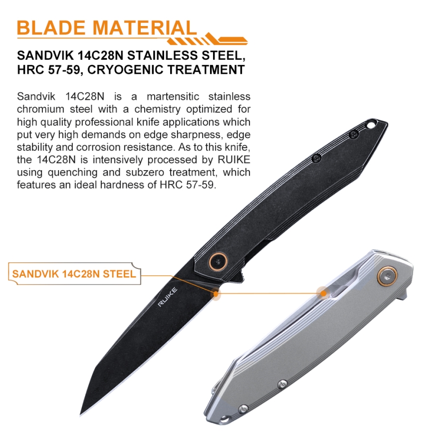 Ruike RUP831SSB - Folding compact Messer 19,5 cm schwarz