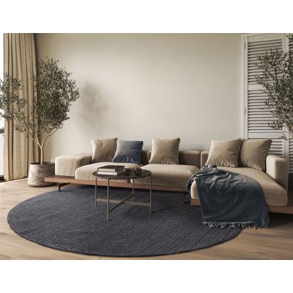 Runder Naturteppich FIR WOOL 160 cm 2600 g/m2 Anthrazit
