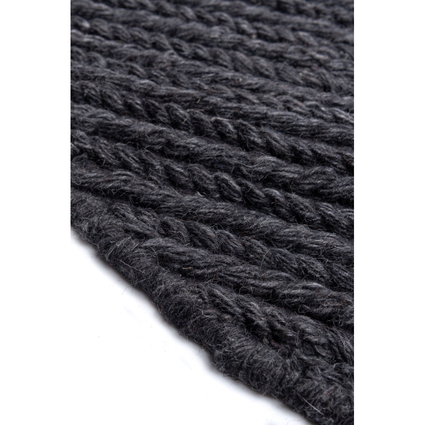 Runder Naturteppich FIR WOOL 160 cm 2600 g/m2 Anthrazit