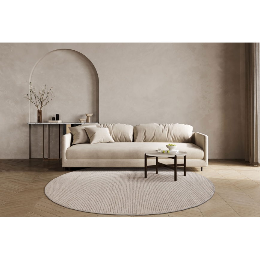 Runder Naturteppich FIR WOOL, Ø 160 cm, 2600 g/m², creme